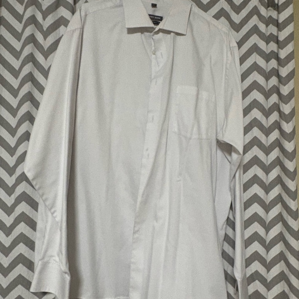 Geoffrey Beene White Men's Dress Shirt - Spread Collar